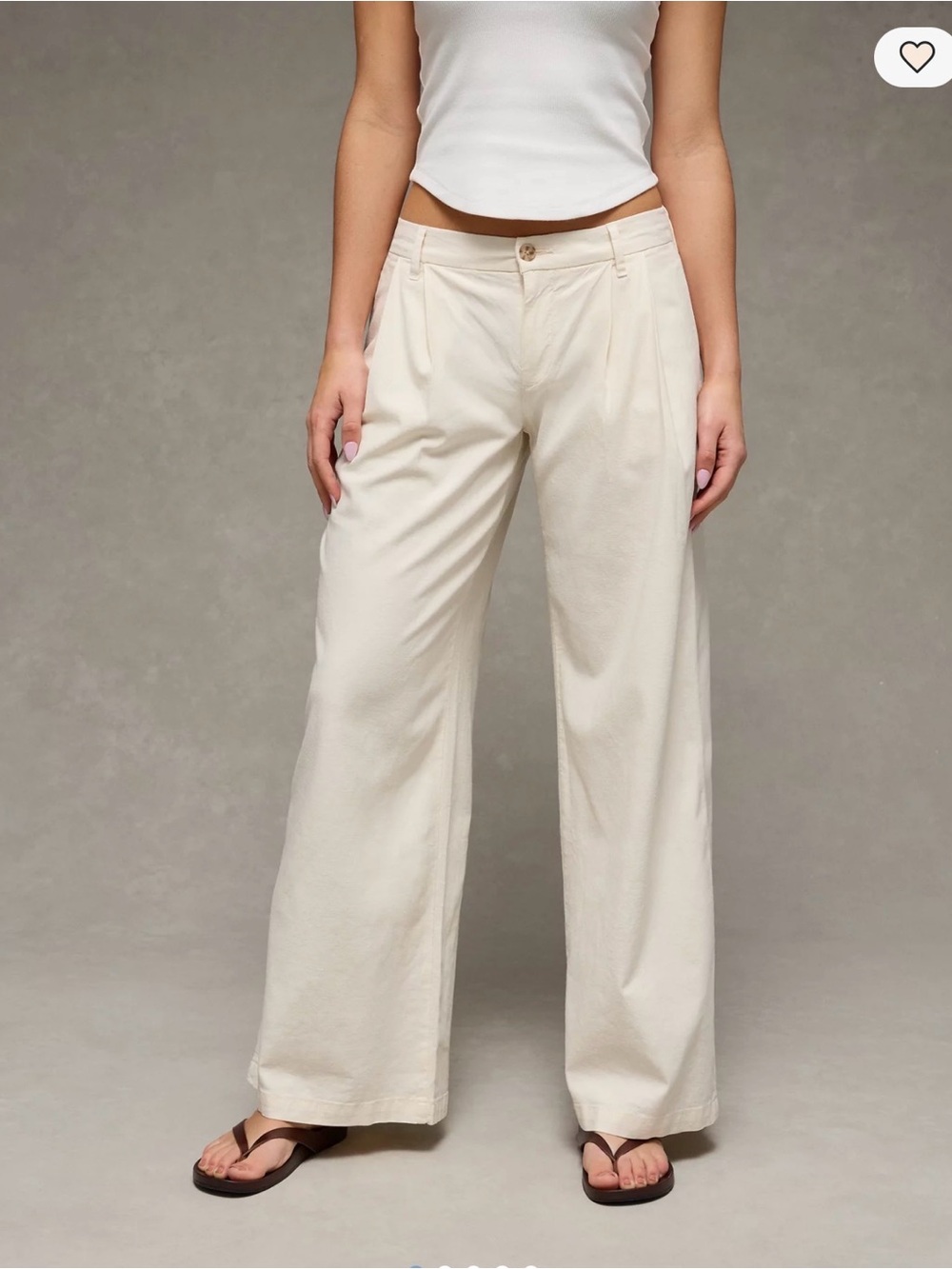 American Eagle Outfitters Cream Straight-Leg Trousers
